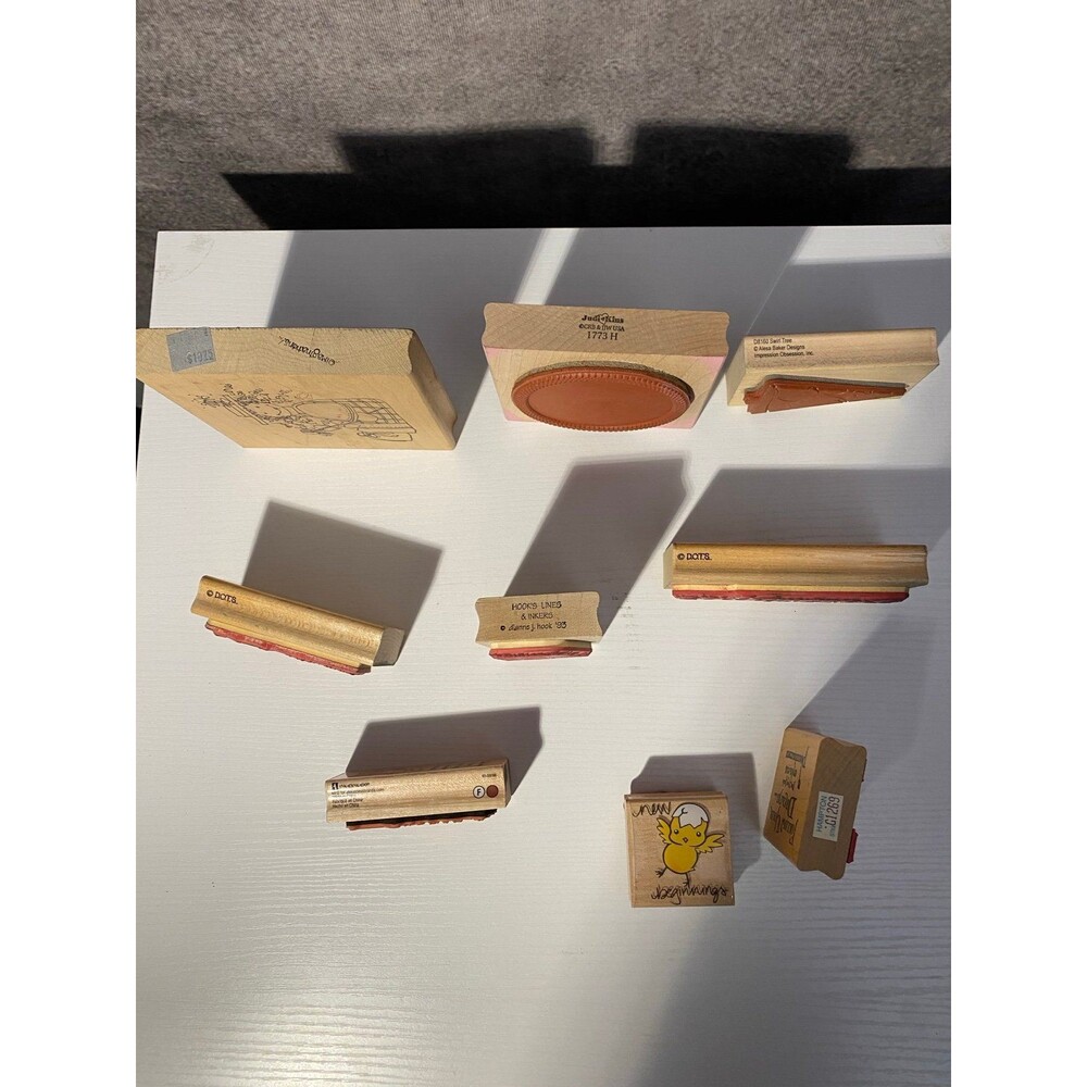 Vintage Rubber Stamp Lot of 9 Wood Mounted JudiKins DOTS Hampton Art Crafting - Picture 3 of 5